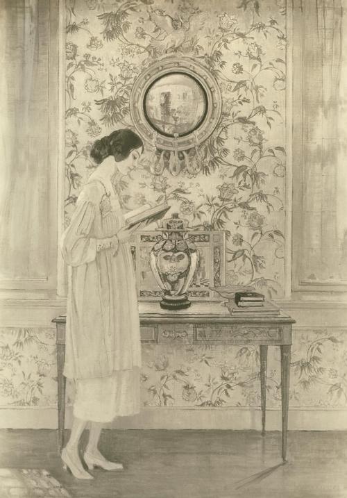 Carolyn Haywood posed for this painting by Violet Oakley, which currently hangs in the Chestnut Hill branch of the Free Library